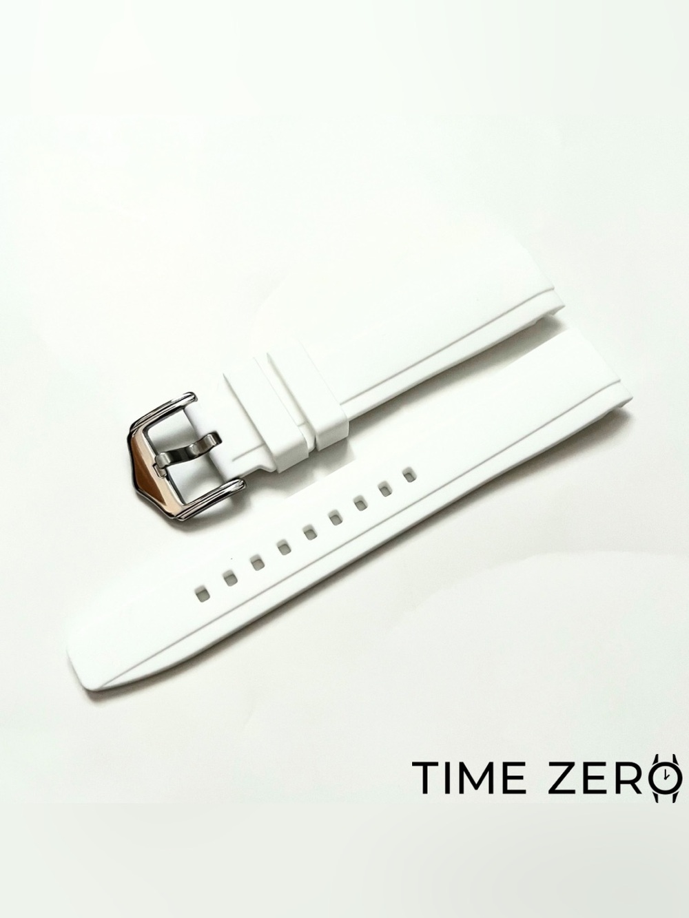 New White Curved End Rubber Watch Strap (The Element Collection) by Time Zero